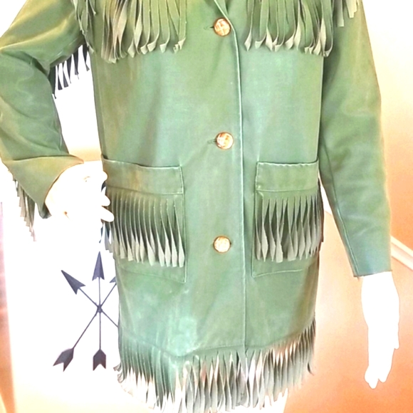70's FRINGE Travelers OLIVE Green Water VEGAN ALL WEATHER Jacket - Picture 11 of 16